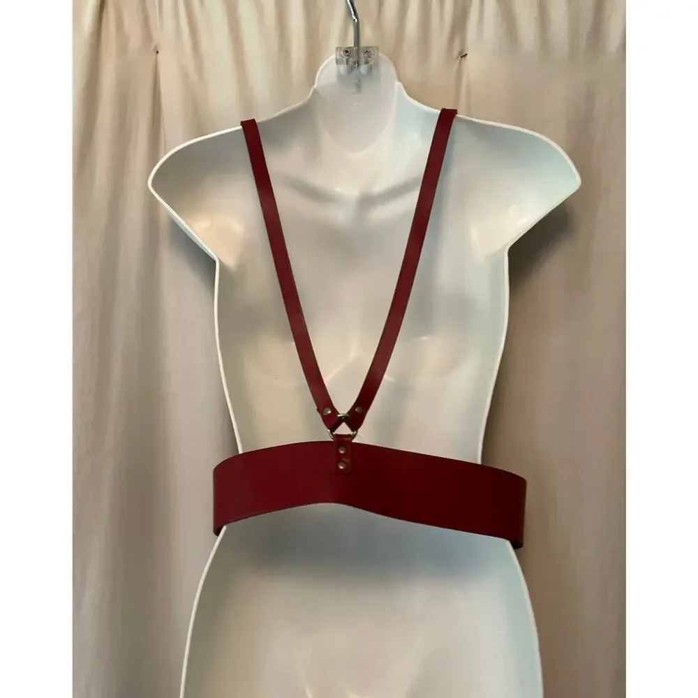 NWT Jewel & Clara red faux leather suspender harness belt adjustable body belt
